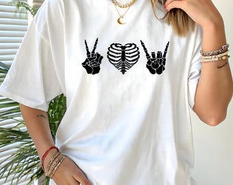 Peace Love Rock Shirt,Halloween Shirt, Radiology Shirt, Med Student, Radiologist Tee, Halloween Shirt, Skeleton Shirt, Nurse Shirt