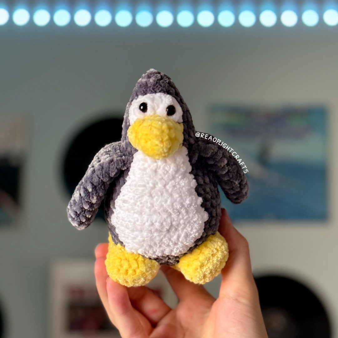 PREORDER GREY Club Penguin Inspired Plush Hand Crocheted Club Penguin