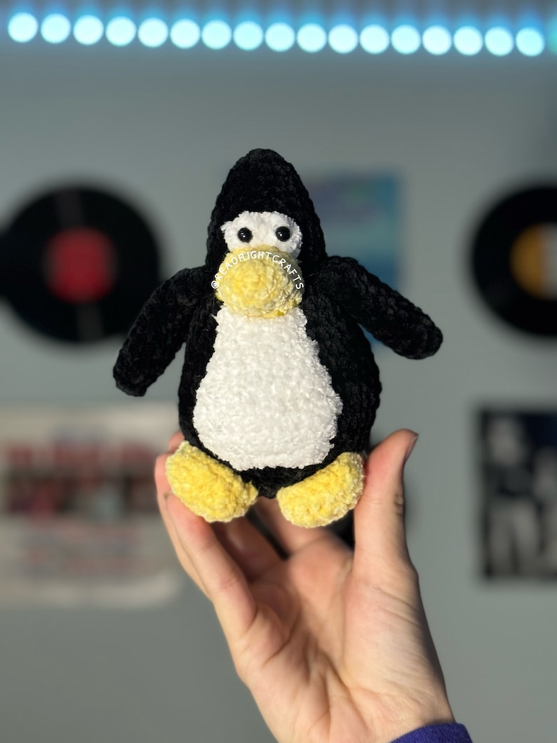 PREORDER Black Club Penguin Inspired Plush Hand Crocheted Club Penguin