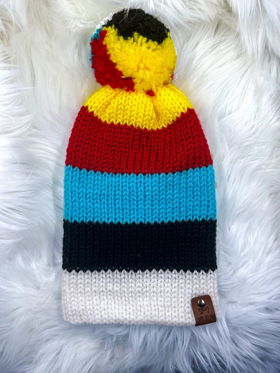 Archery Target Inspired Beanie Winter Hat- Machine Knitted Beanie