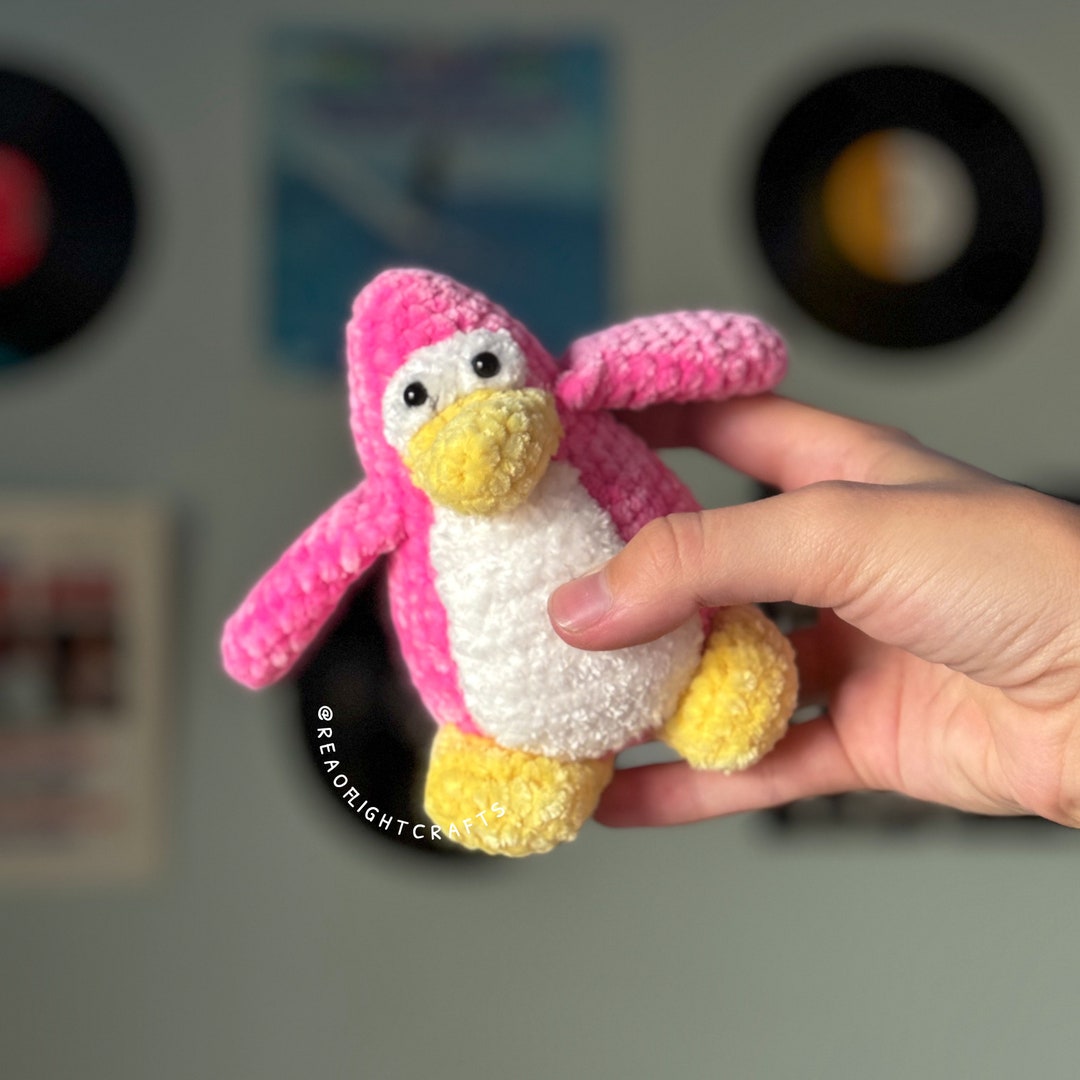Hot Pink Club Penguin Inspired Plush Hand Crocheted Club - Etsy