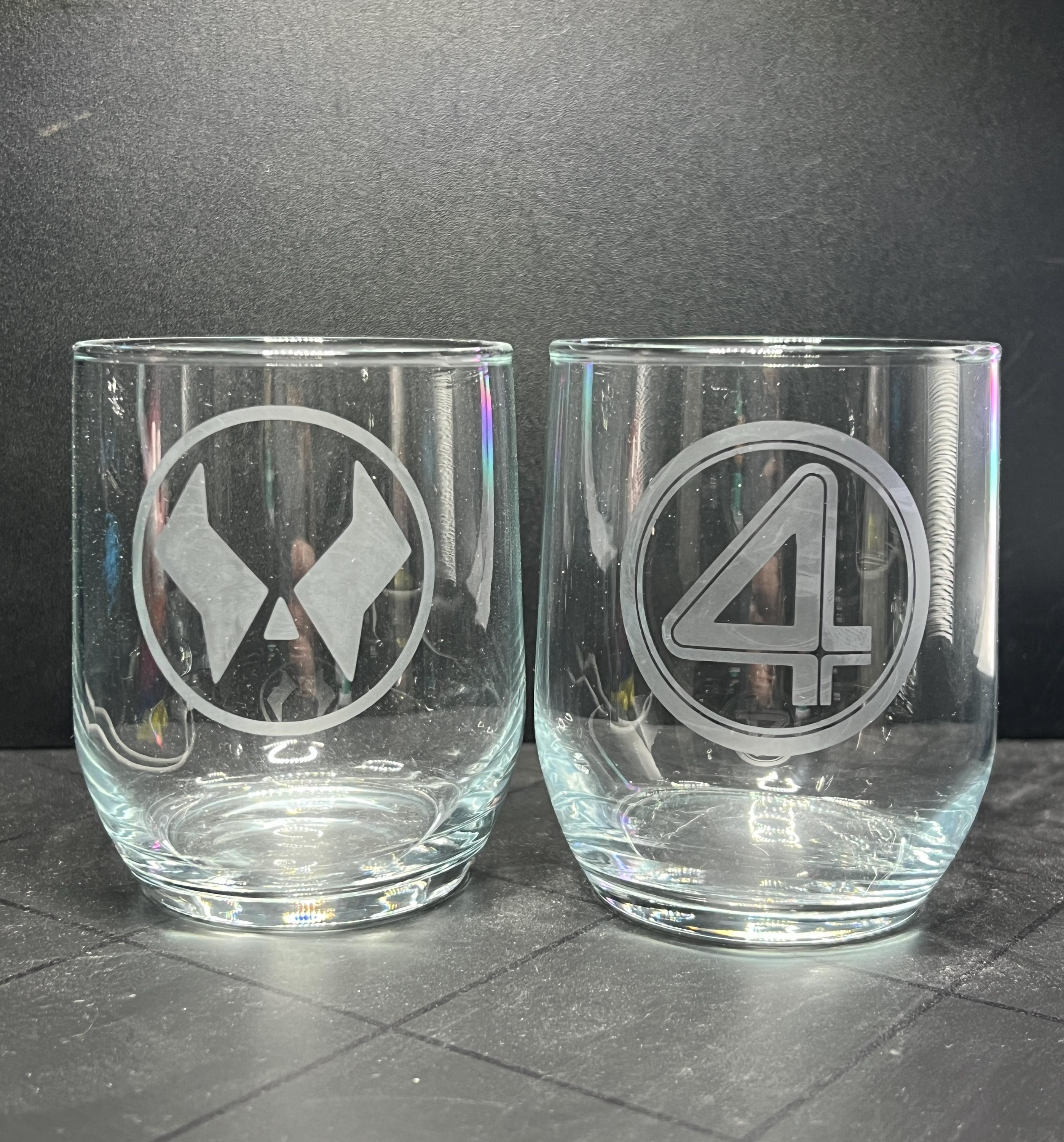 Etched Superhero Glass Tumblers - Set of 2 or 4