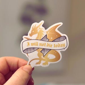 Pegatina de vinilo de dragón dorado: inspirada en la Cuarta Ala (6,35 cm)