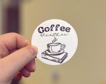 Coffee Weather Vinyl Sticker: Cozy Line Art Decal