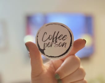 Coffee Person Vinyl Sticker - Laptop, Water Bottle Decal
