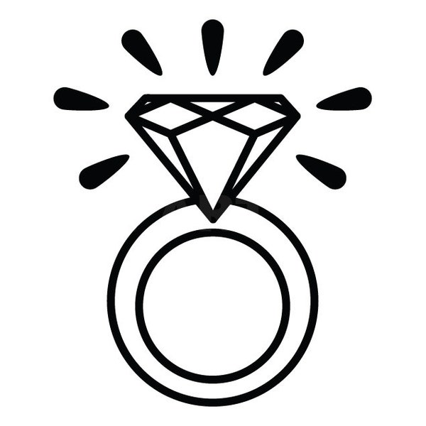 Diamond Ring Svg Wedding Ring Svg Clipart image, Cricut Svg image, Dxf, Pdf, Eps, Jpg, Png, Svg, Silhouette, Cameo, Design