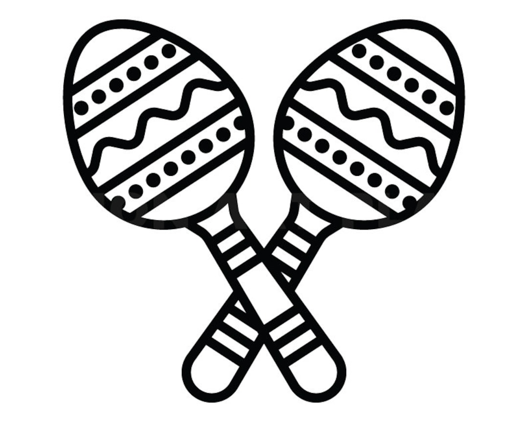 Crossed Maracas Outline Svg Clipart Image, Cricut Svg Image, Dxf, Pdf