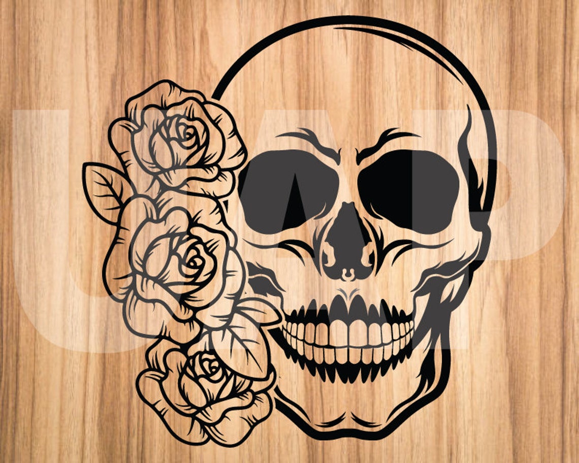 Flower Skull Svg Clipart image Cricut Svg image Dxf Pdf | Etsy