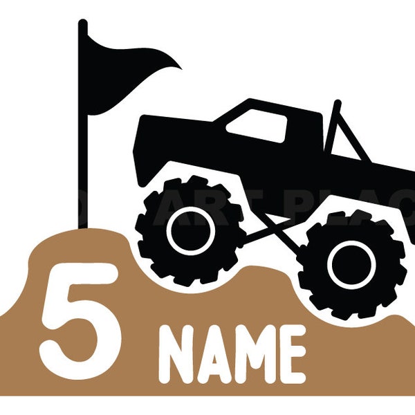 5th Birthday Truck Svg Monster Truck Svg Clipart image, Cricut Svg image, Dxf, Pdf, Eps, Jpg, Png, Svg, Silhouette, Cameo, Design