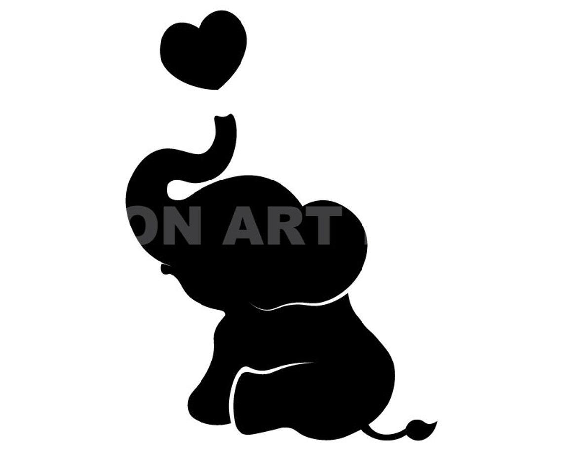Baby Elephant With Heart Svg Clipart image Cricut Svg image | Etsy