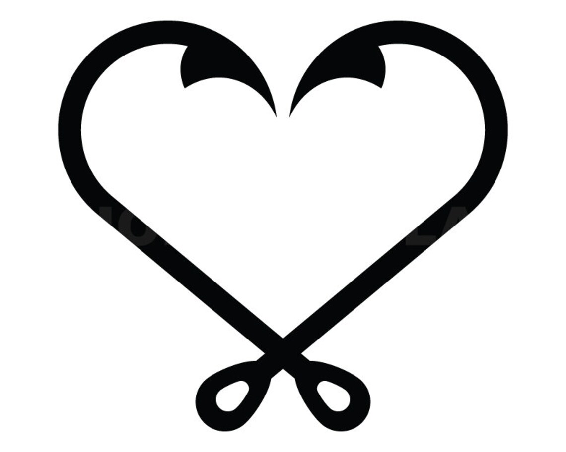 Fishing Hook Heart Svg Clipart Image, Cricut Svg Image, Dxf, Pdf, Eps ...