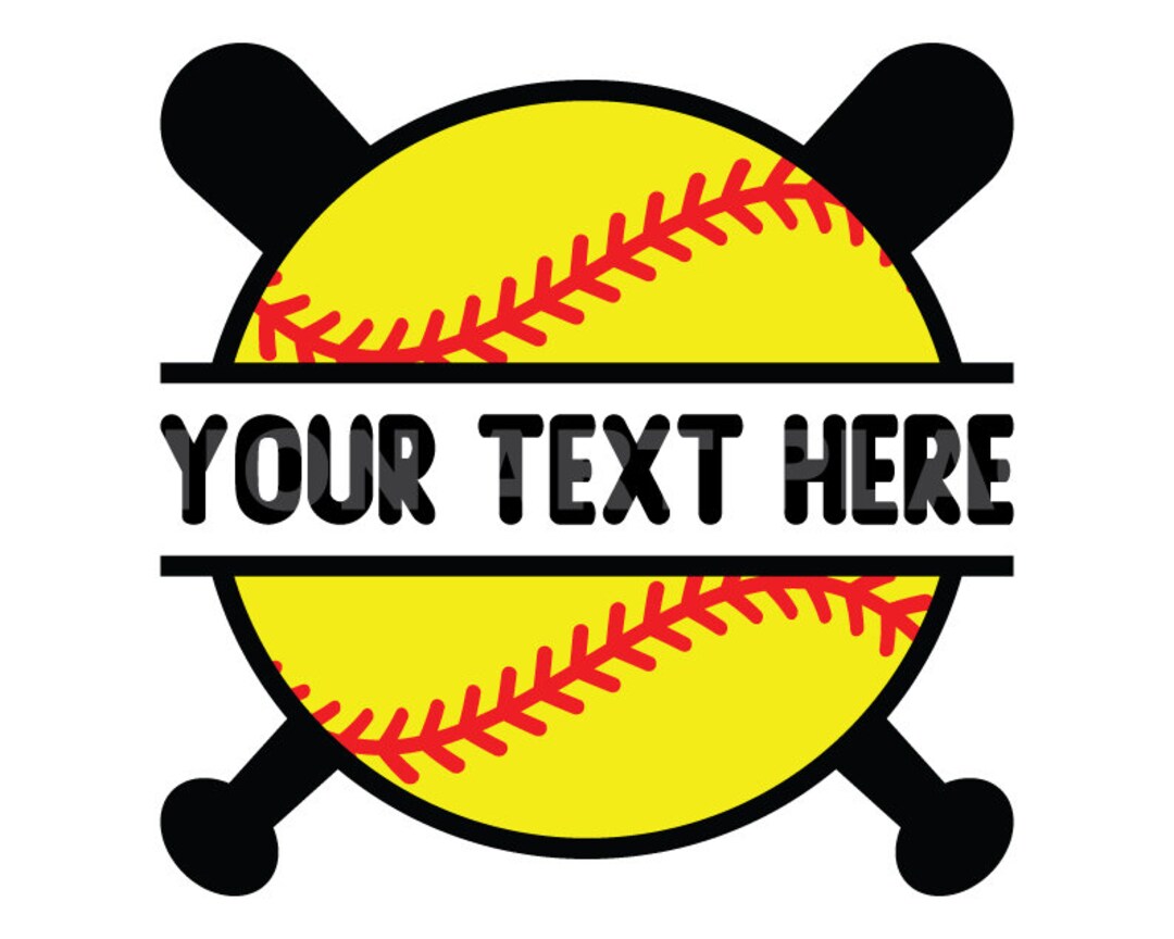 Crossed Baseball Bats Svg Softball Split Name Frame Svg Clipart Image