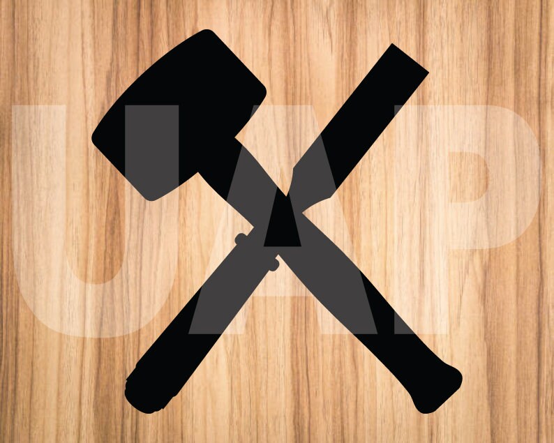 Crossed Mallet And Chisel Svg Clipart image Cricut Svg image Etsy