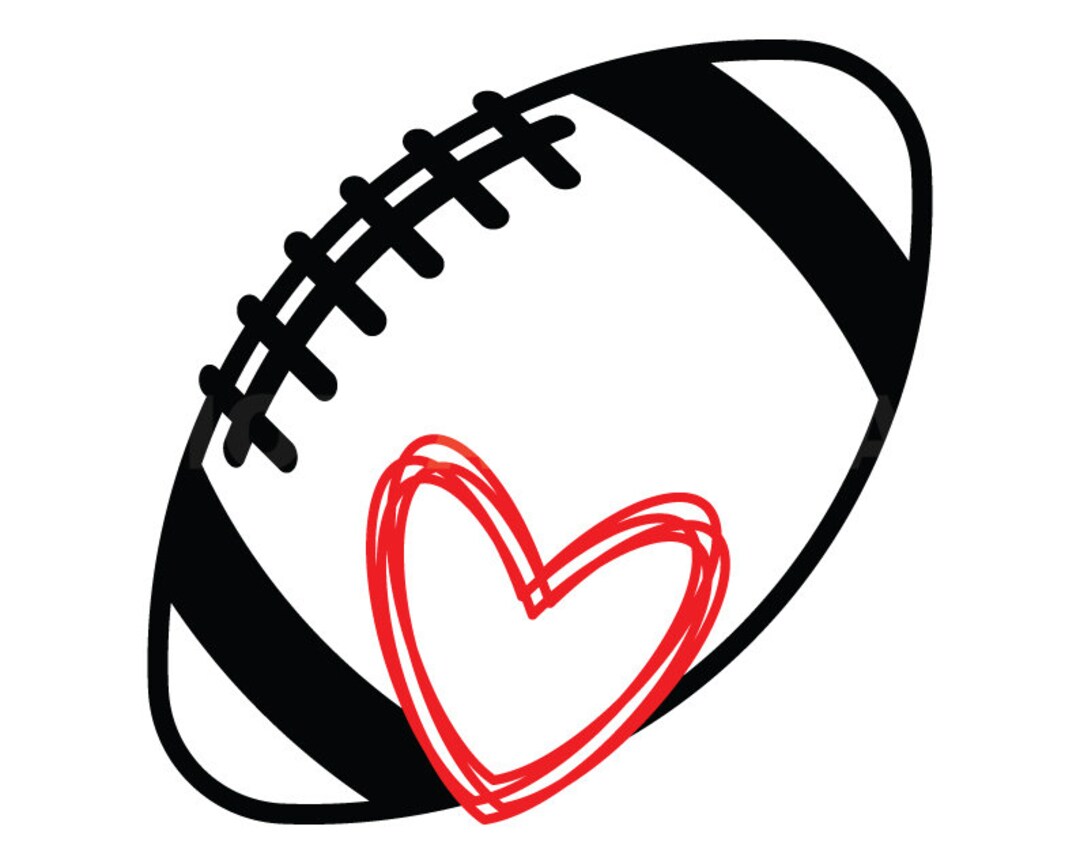 Football Outline With Hand Drawn Heart Svg Football Svg Clipart Image ...