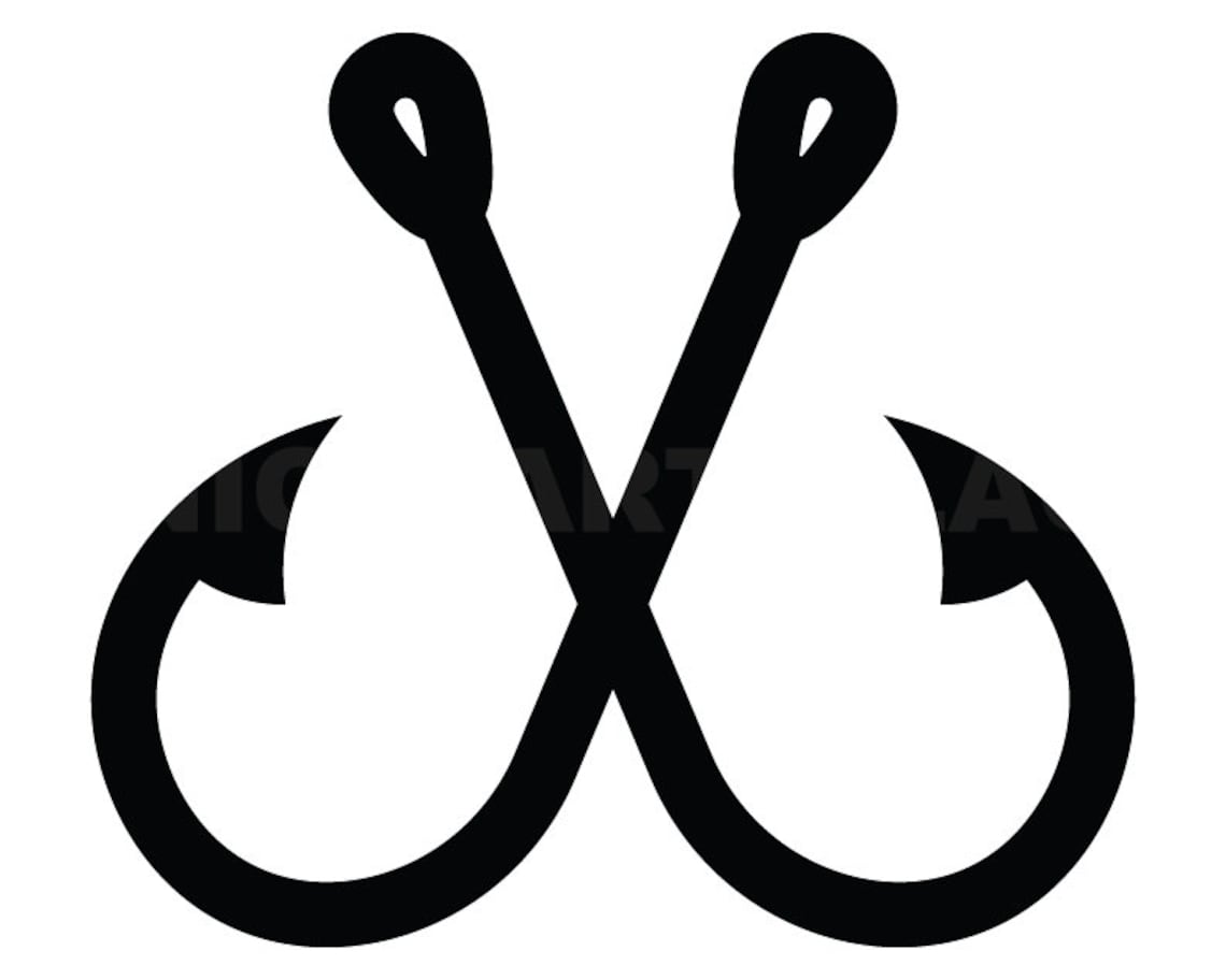 Crossed Fishing Hooks Svg Clipart image Cricut Svg image Etsy