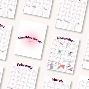 Reusable Digital Monthly Planner | Simple Coquette Pink Planner | GoodNotes Planner | iPad Planner | Notability Planner