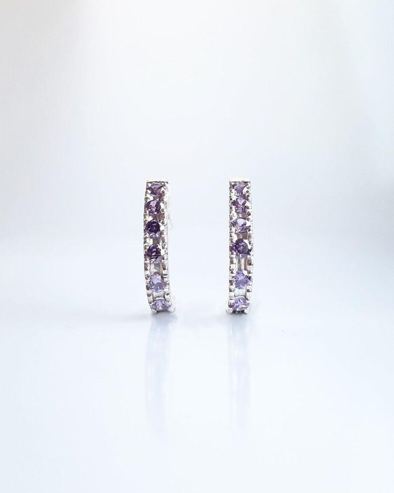 Eternity Small Hoop Earrings with Gemstones image 4