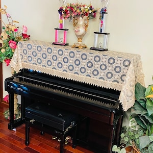 AMT Elegant Vintage Lace Piano Towel Piano Cover 1 PCS Piano Accessories Cover Decorative: 90 x 215Cm (35 x 84&quot;) Beige