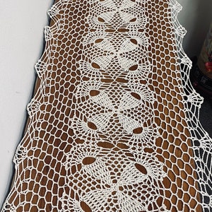 Elevate Your Home Décor with Handmade Cotton Crochet Table Runner/Dresser Scarf, Beige