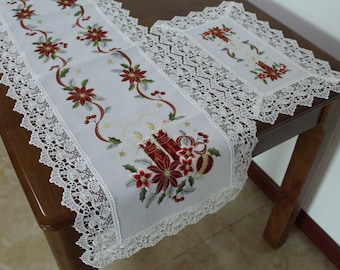 Vintage Heritage Lace Table Runner Dresser Scarf Seasonal Holiday Home  Decor Centerpiece 16 X 48 Ecru With Red Flowers Shabby Cottage Chic - Etsy