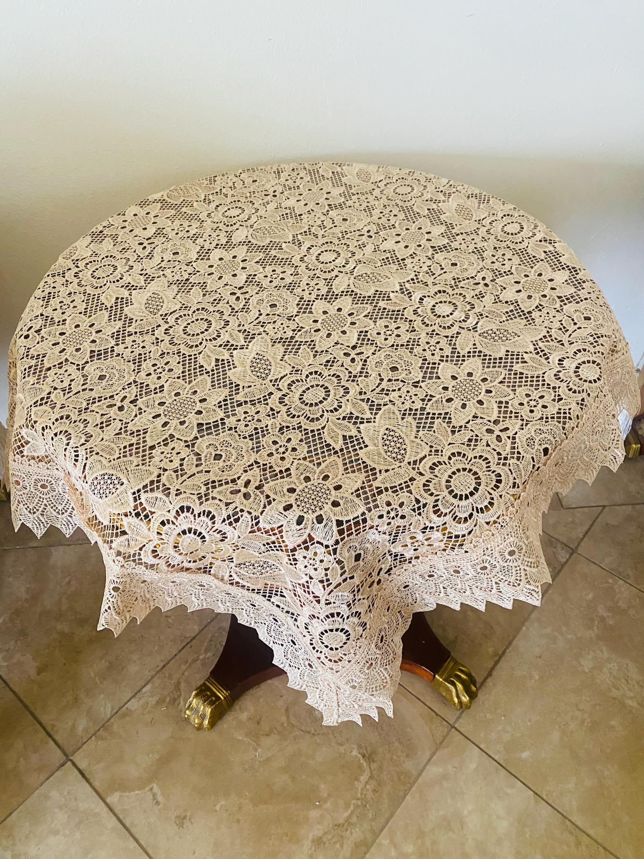 White Table Topper White Floral Lace Square Table Topper, Vintage European Wedding Decor ...