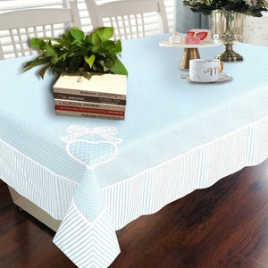 AMT Design Elegant Embroidered Lace Adopts a Three-dimensional Jacquard Pattern Tablecloth. 68 x 86&quot; OB. Color:Blue