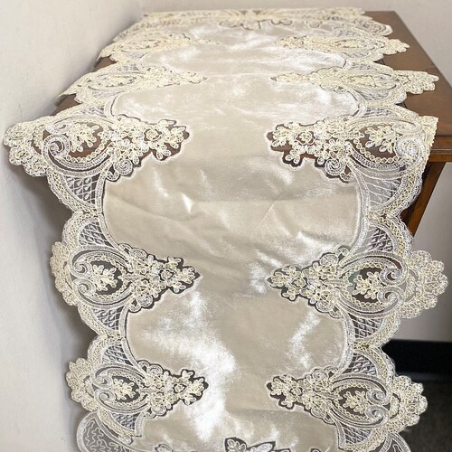 Luxurious Golden Lace Table Runner/dresser Scarf and Etsy