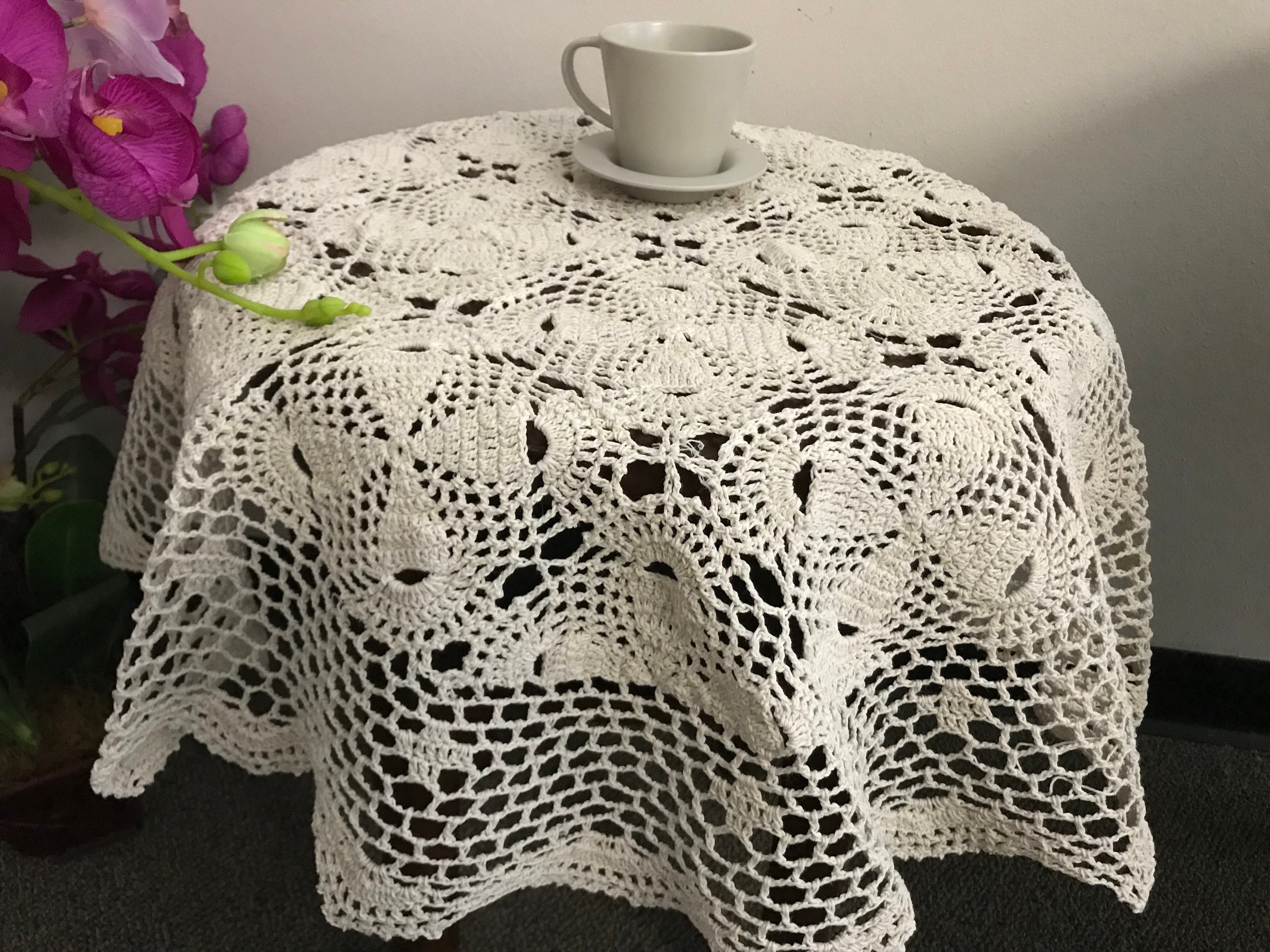 Hsvanyr Crocheted Dollies Dresser Top Protector Elegant Tablecloths Cover  for Parties Banquet 12x59 inch Centerpiece Anniversary Housewarming Gift