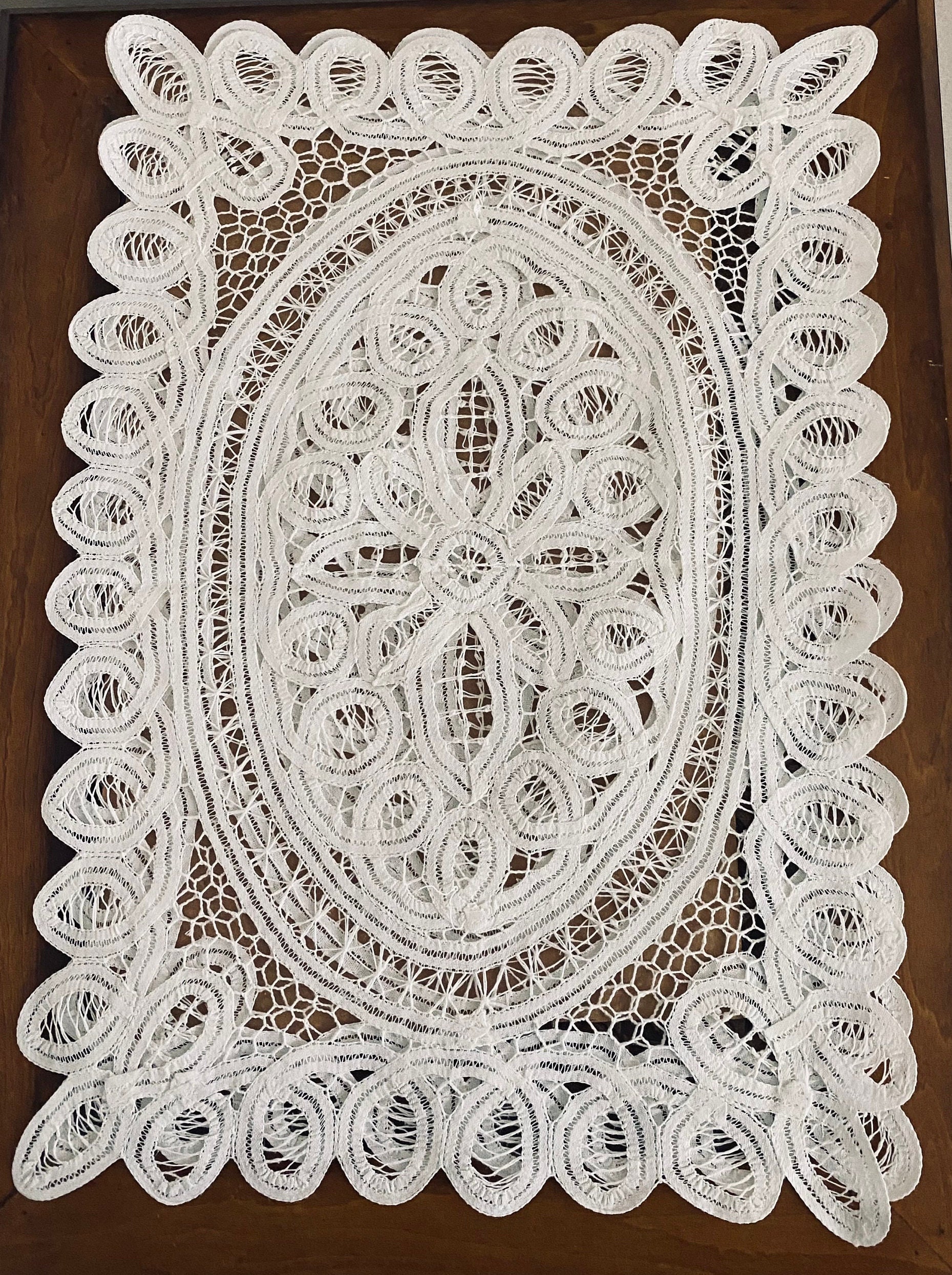 Elevate your Kitchen,Dining Room with Our Elegant Hand-made Whole Battenburg Lace Linen Placemats-White,