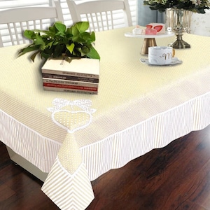 AMT Design Elegant Embroidered Lace Adopts a Three-dimensional Jacquard Pattern Tablecloth. 68 x 86&quot; OB. Color: Yellow