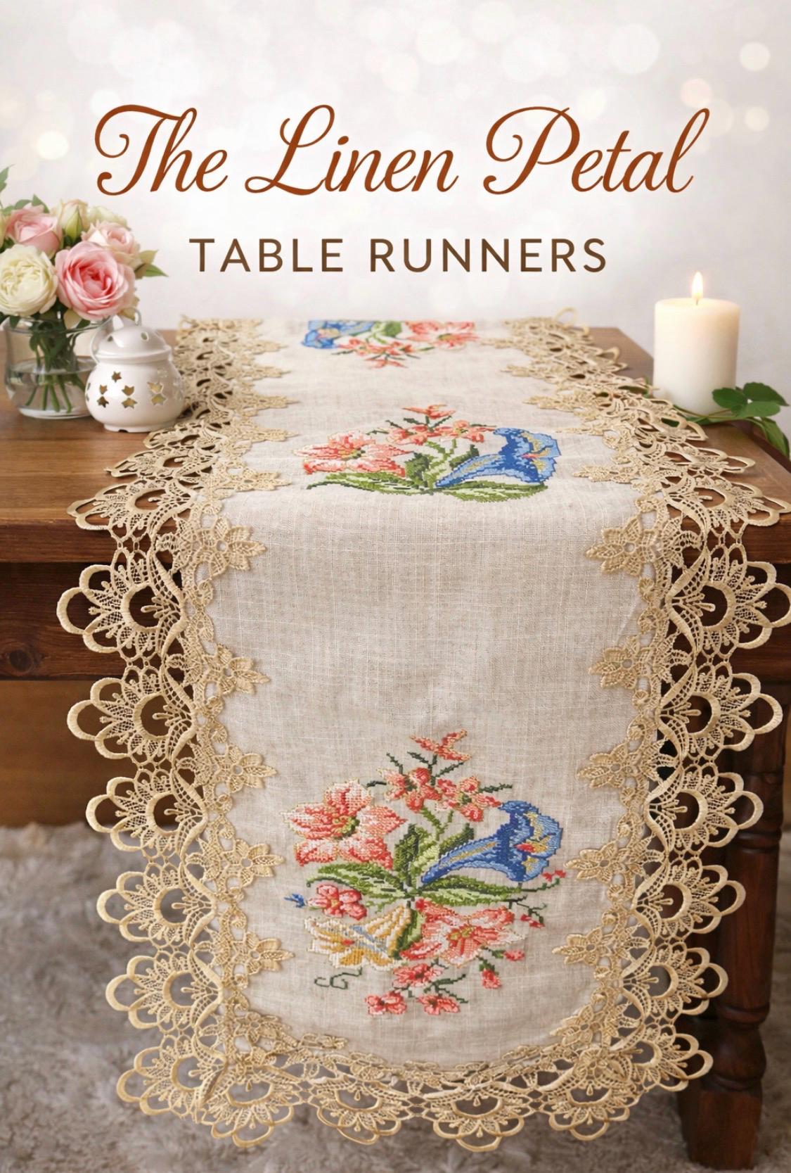 Vintage Classic, Floral Embroidered Table Runner for Dining Room,…