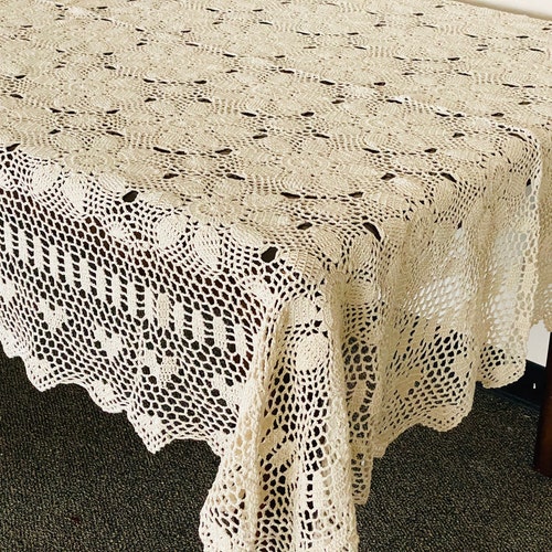 A&MT Cotton Handmade Crochet Lace Linen Tablecloth Etsy