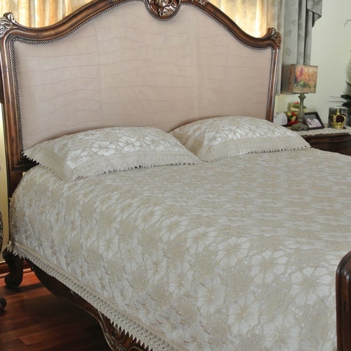 A&MT Handmade Venice Lace Embroidery Bed Set Pillow Shams Etsy