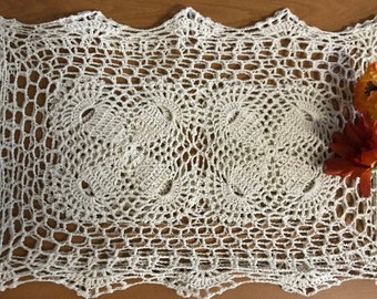 AMT 100% Cotton Hand -made Crochet Linen Placemats; 11" x 17" Oblong,  Beige