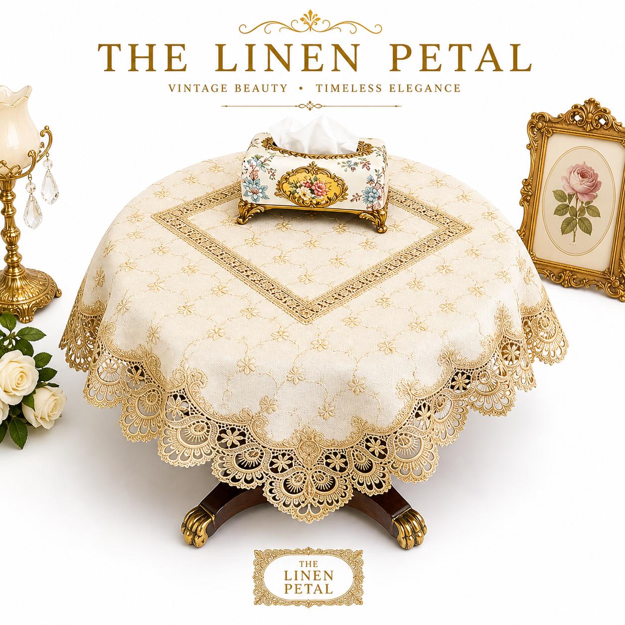 Venice Lace Embroidered Table Topper