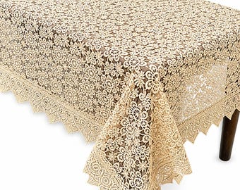 Vintage Lace  Elegant Floral Embroidered Luxury Tablecloth, Wedding & Dining Decor | The Linen Petal