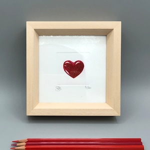 Cuore - Stampa d’arte, disegno, miniatura. Incisione ad acquaforte e acquatinta stampata a mano su carta cotone con torchio calcografico