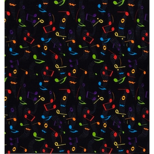 Music Notes Cotton Fabric Cut to size 44” width