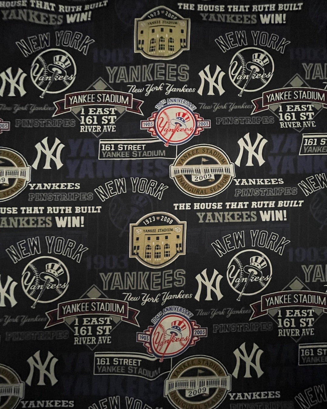 NY Yankees Cotton Fabric - Etsy