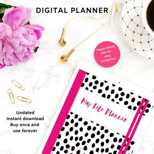 Black, White & Pink Digital Planner for Goodnotes and Notability on iPad and tablets | Undated Planner