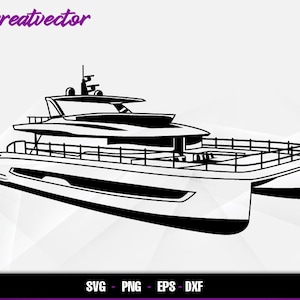 Power Catamaran l EPS - SVG - PNG - Dxf l Vector Art