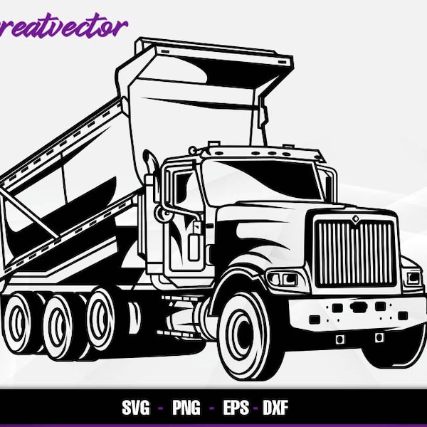 Dump Truck l EPS - SVG - PNG - Dxf l Vector Art clip art,