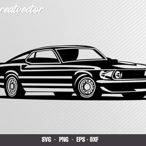 Mustang mach one 1969 l EPS - SVG - PNG - Dxf l Vector Art