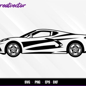 C8 Corvette side view l EPS - SVG - PNG - Dxf l Vector Art