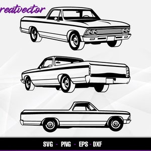 1966 El Camino Pick up l EPS - SVG - PNG - Dxf l Vector Art