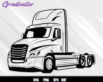 Electric Cascadia Semi Truck Svg Png Eps Dxf | Modern EV Big Rig Clipart for Cricut and Silhouette