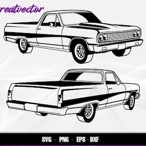 1964 El Camino Pick up l EPS - SVG - PNG - Dxf l Arte vetorial