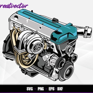 2JZ-Gte Engine l EPS - SVG - PNG - Dxf l Vector Art