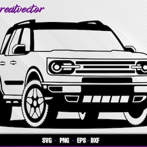 Puede incluir: Silueta en blanco y negro de un SUV moderno con una parrilla y faros negros. El vehículo tiene un diseño cuadrado con un parachoques delantero grande y un techo alto.