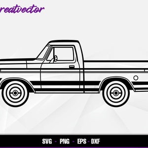 F 1973 Pickup l EPS - SVG - PNG - Dxf l Vector Art